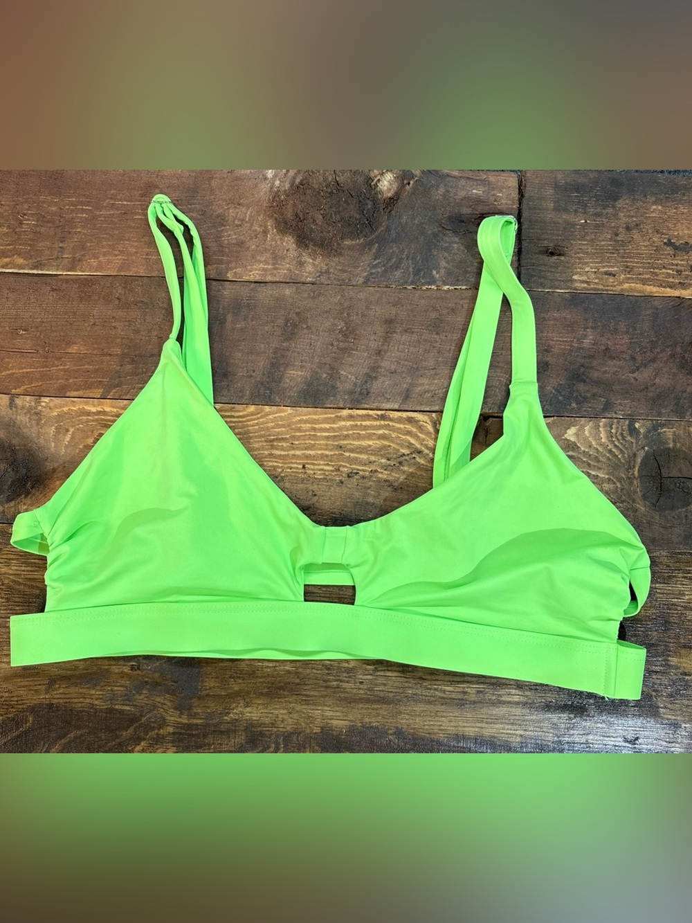 Tinibikini Bikini Swim Top Size Large Neon Green Strappy Adjustable Beachy